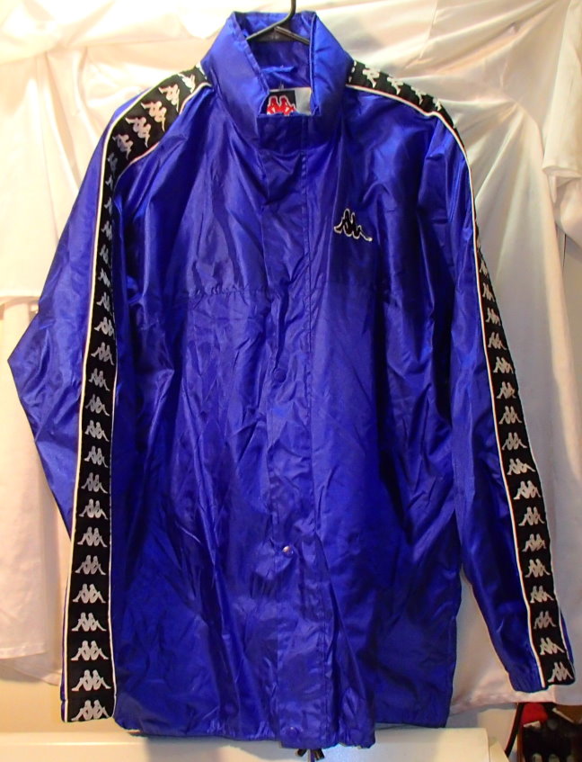 Kappa Blue Nylon Hoodie Soccer Warmup Windbreaker Jacket Mens Size XL ...