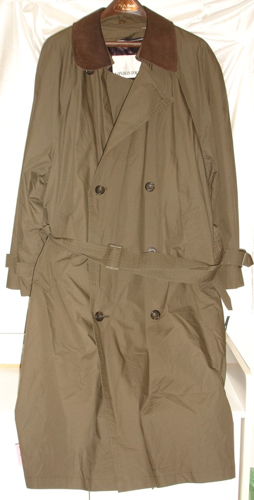 London Fog Mens Olive Green Trench Coat Raincoat 42 Short Wool Liner | eBay